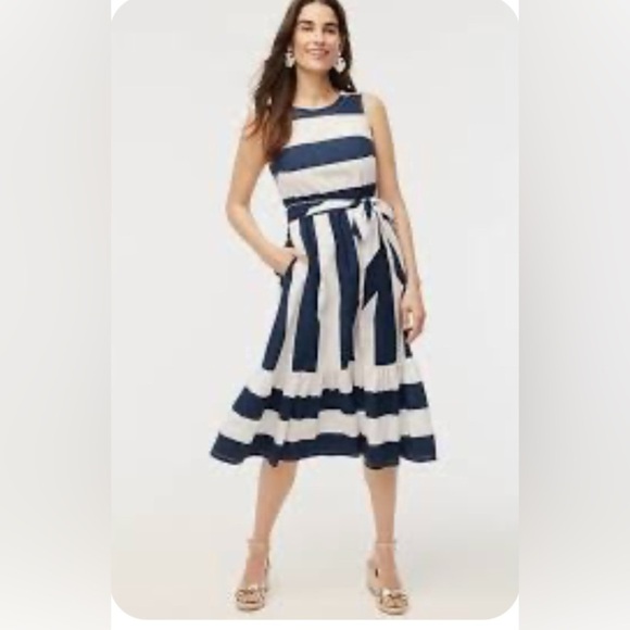 J. Crew factory preppy nautical feminine Midi Dress size 18 - Picture 1 of 6